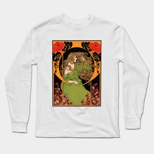 Art Deco Lady 2 (on cream) Long Sleeve T-Shirt